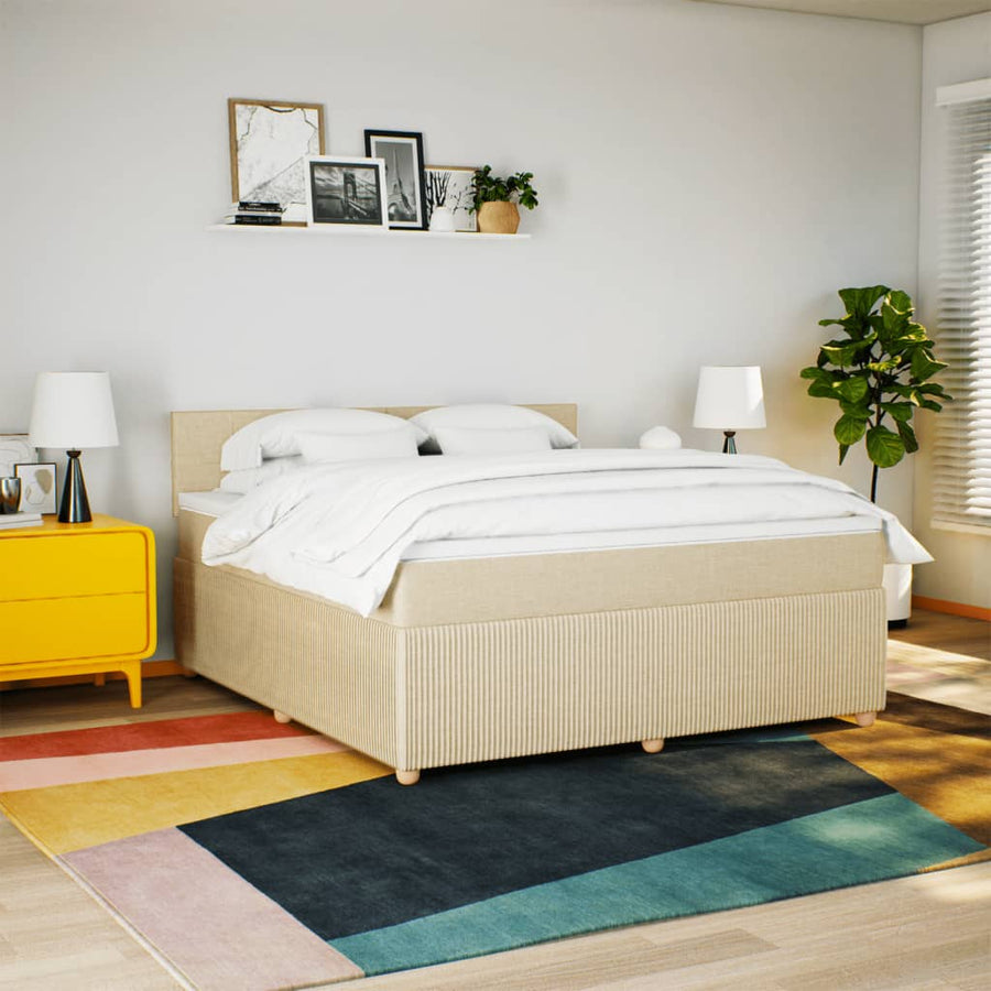 Boxspring met matras stof crèmekleurig 180x200 cm