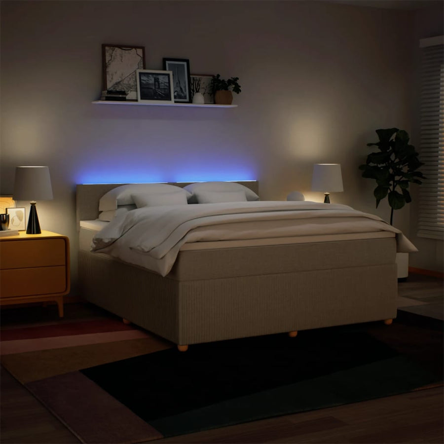Boxspring met matras stof crèmekleurig 180x200 cm