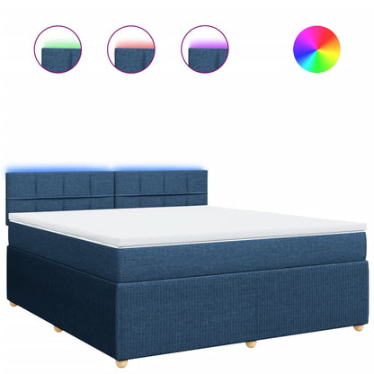 Boxspring met matras stof blauw 180x200 cm