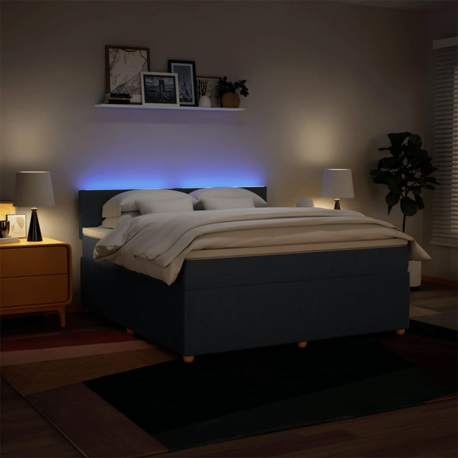 Boxspring met matras stof blauw 180x200 cm