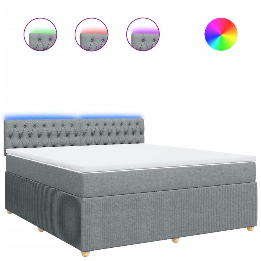 Boxspring met matras stof lichtgrijs 180x200 cm