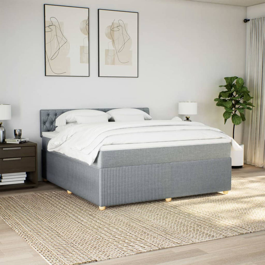 Boxspring met matras stof lichtgrijs 180x200 cm