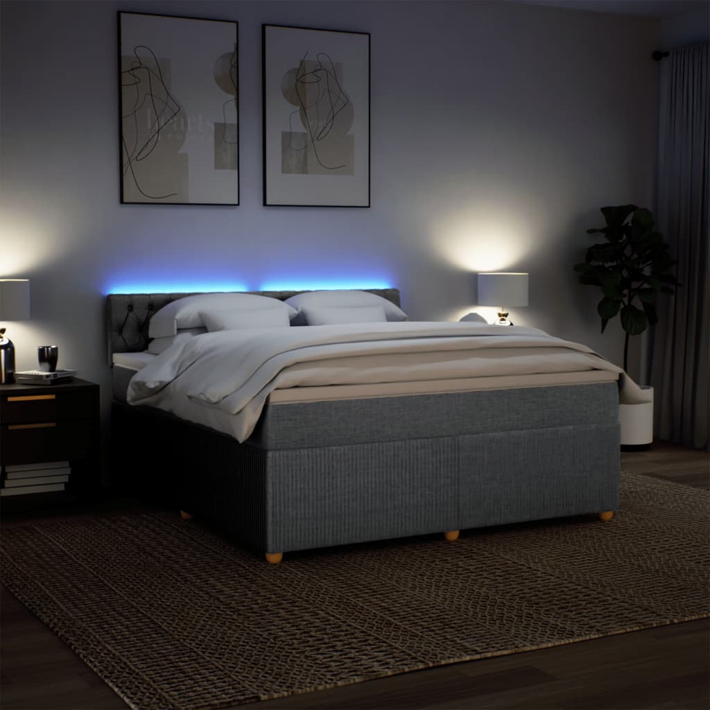 Boxspring met matras stof lichtgrijs 180x200 cm
