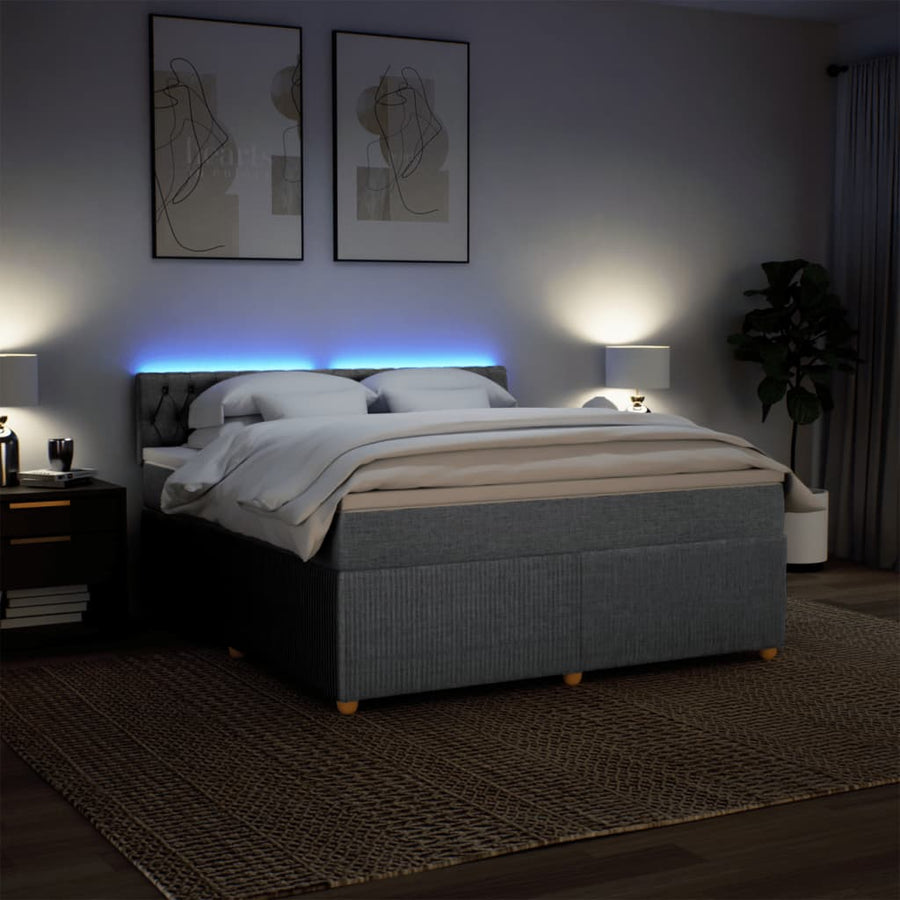 Boxspring met matras stof lichtgrijs 180x200 cm