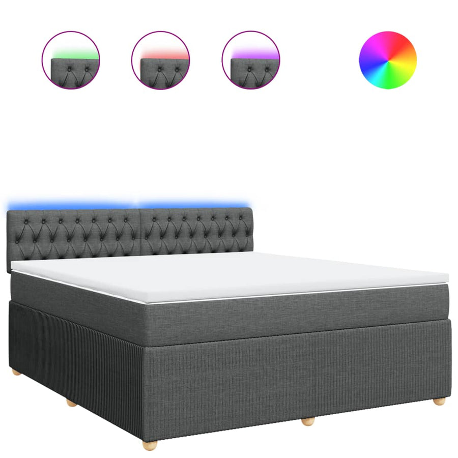 Boxspring met matras stof donkergrijs 180x200 cm