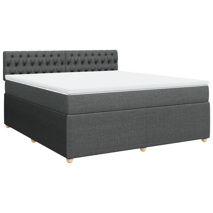 Boxspring met matras stof donkergrijs 180x200 cm
