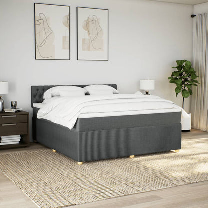 Boxspring met matras stof donkergrijs 180x200 cm