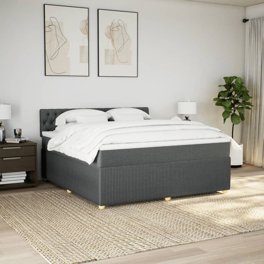 Boxspring met matras stof donkergrijs 180x200 cm