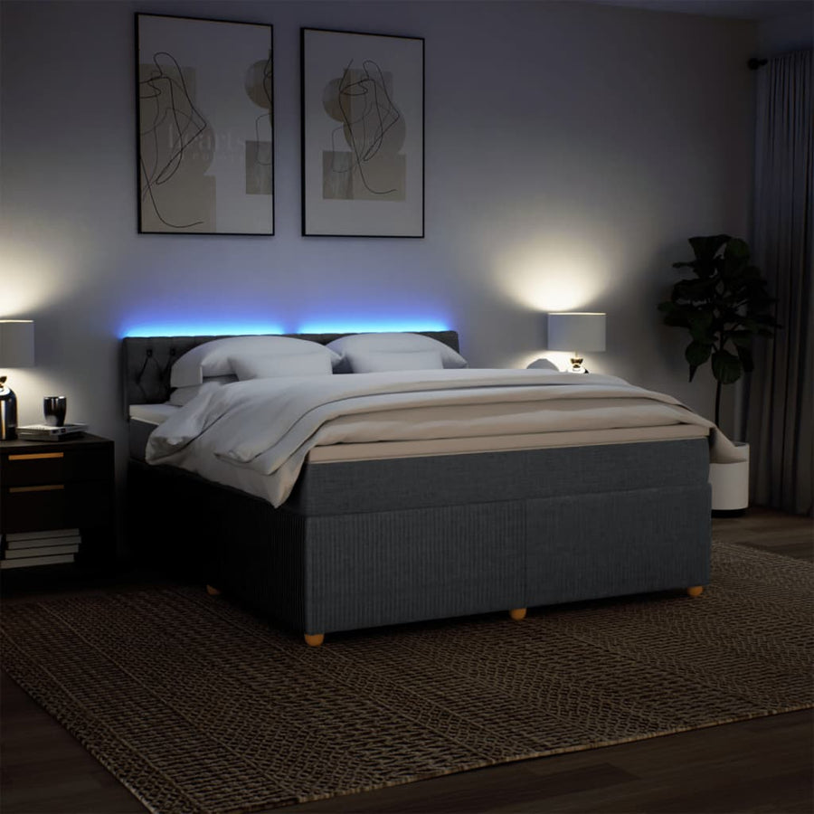 Boxspring met matras stof donkergrijs 180x200 cm