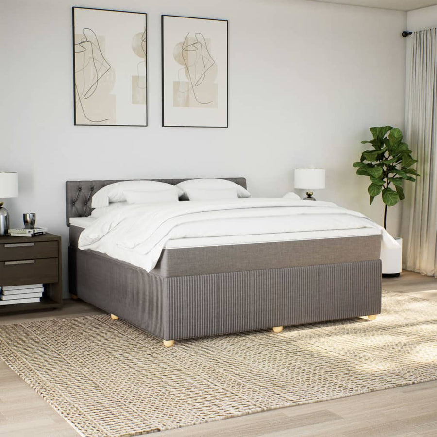 Boxspring met matras stof taupe 180x200 cm