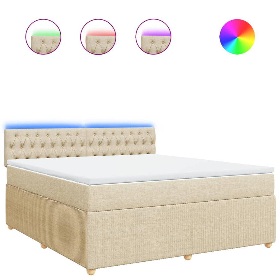 Boxspring met matras stof crèmekleurig 180x200 cm