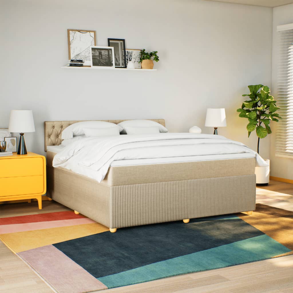Boxspring met matras stof crèmekleurig 180x200 cm