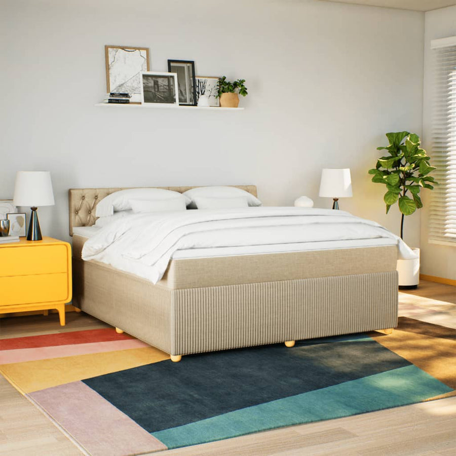 Boxspring met matras stof crèmekleurig 180x200 cm