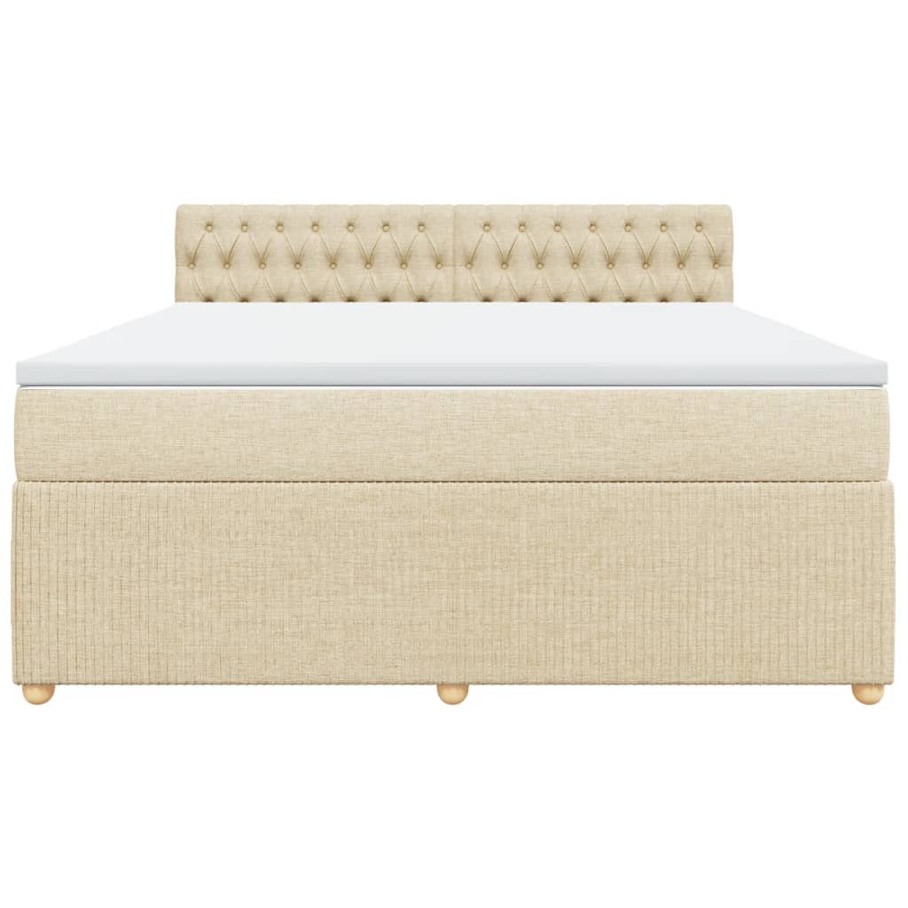 Boxspring met matras stof crèmekleurig 180x200 cm