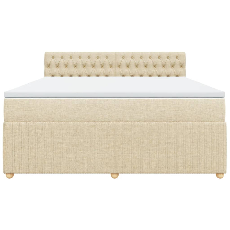 Boxspring met matras stof crèmekleurig 180x200 cm