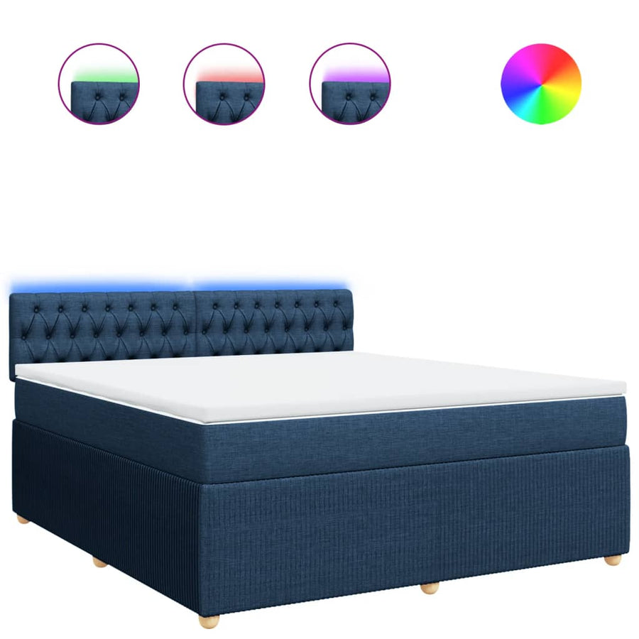 Boxspring met matras stof blauw 180x200 cm