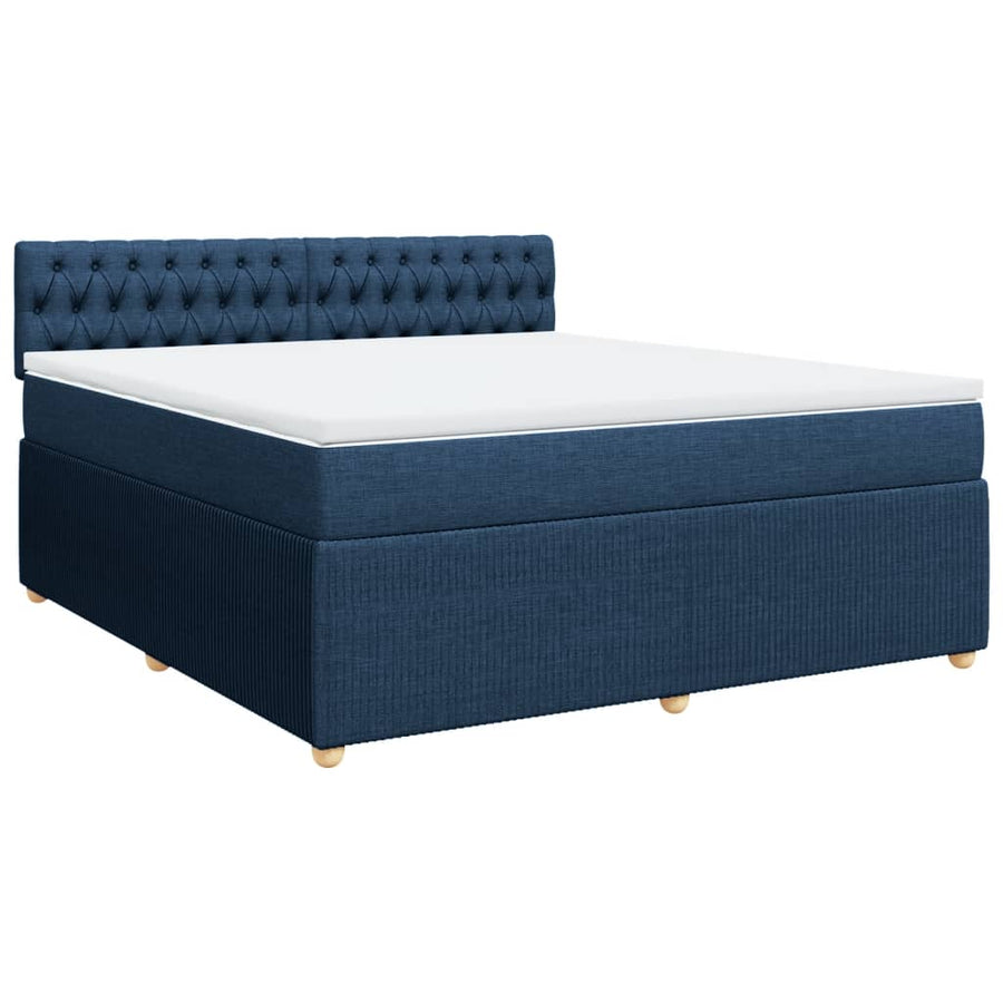 Boxspring met matras stof blauw 180x200 cm