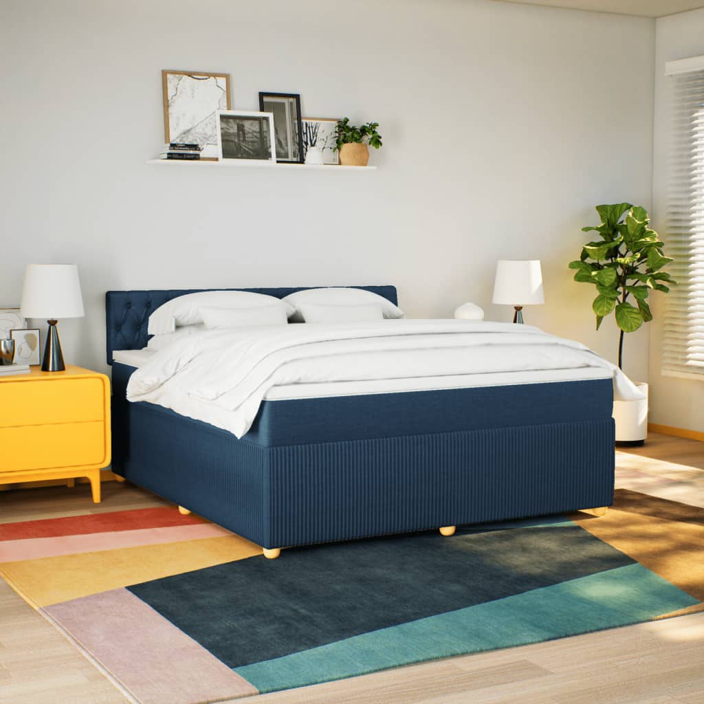 Boxspring met matras stof blauw 180x200 cm