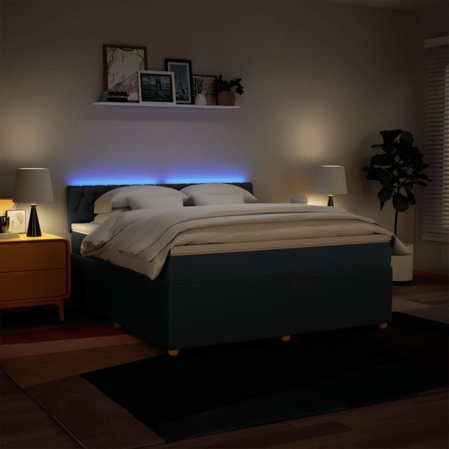 Boxspring met matras stof blauw 180x200 cm