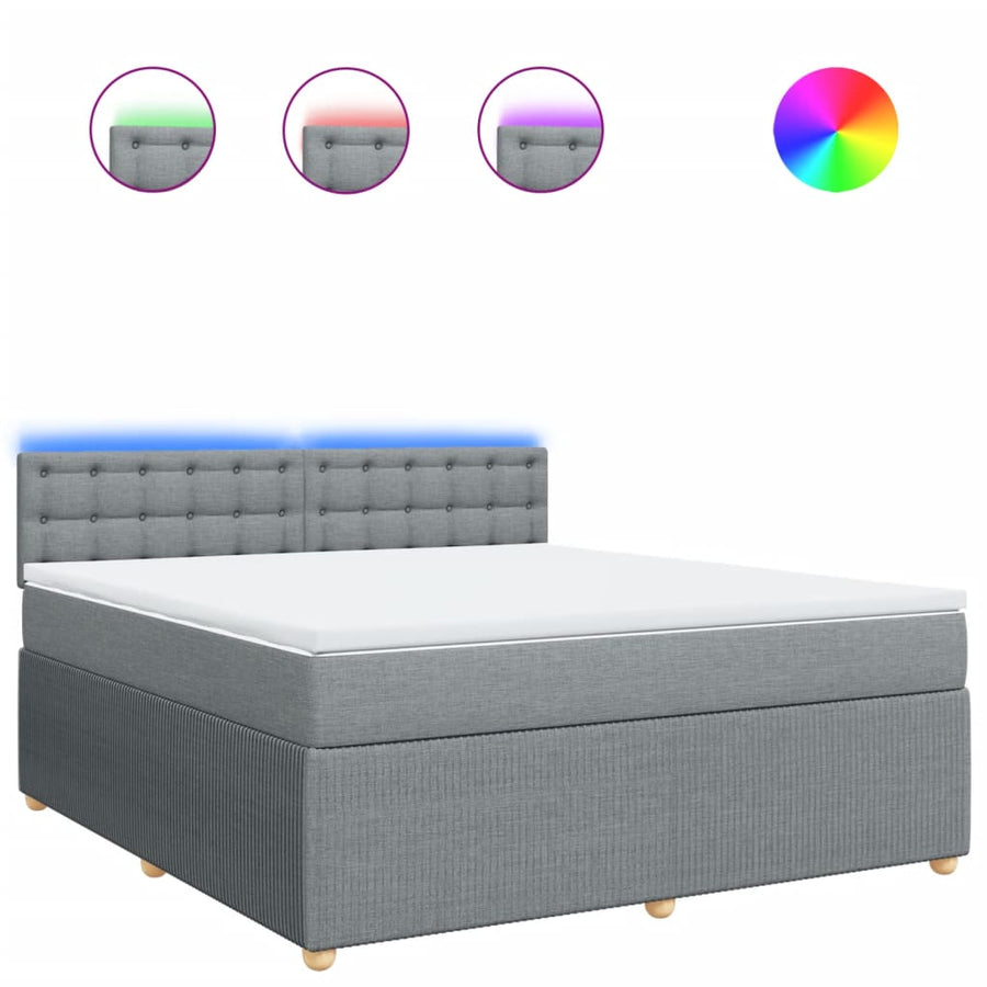 Boxspring met matras stof lichtgrijs 180x200 cm