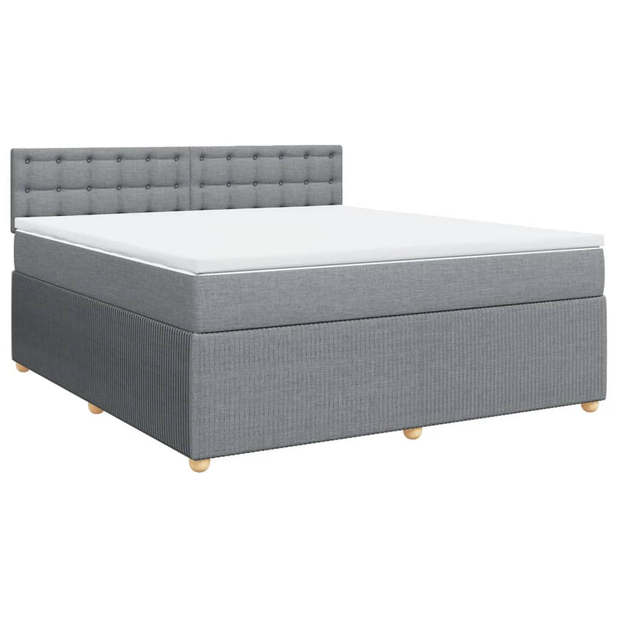Boxspring met matras stof lichtgrijs 180x200 cm