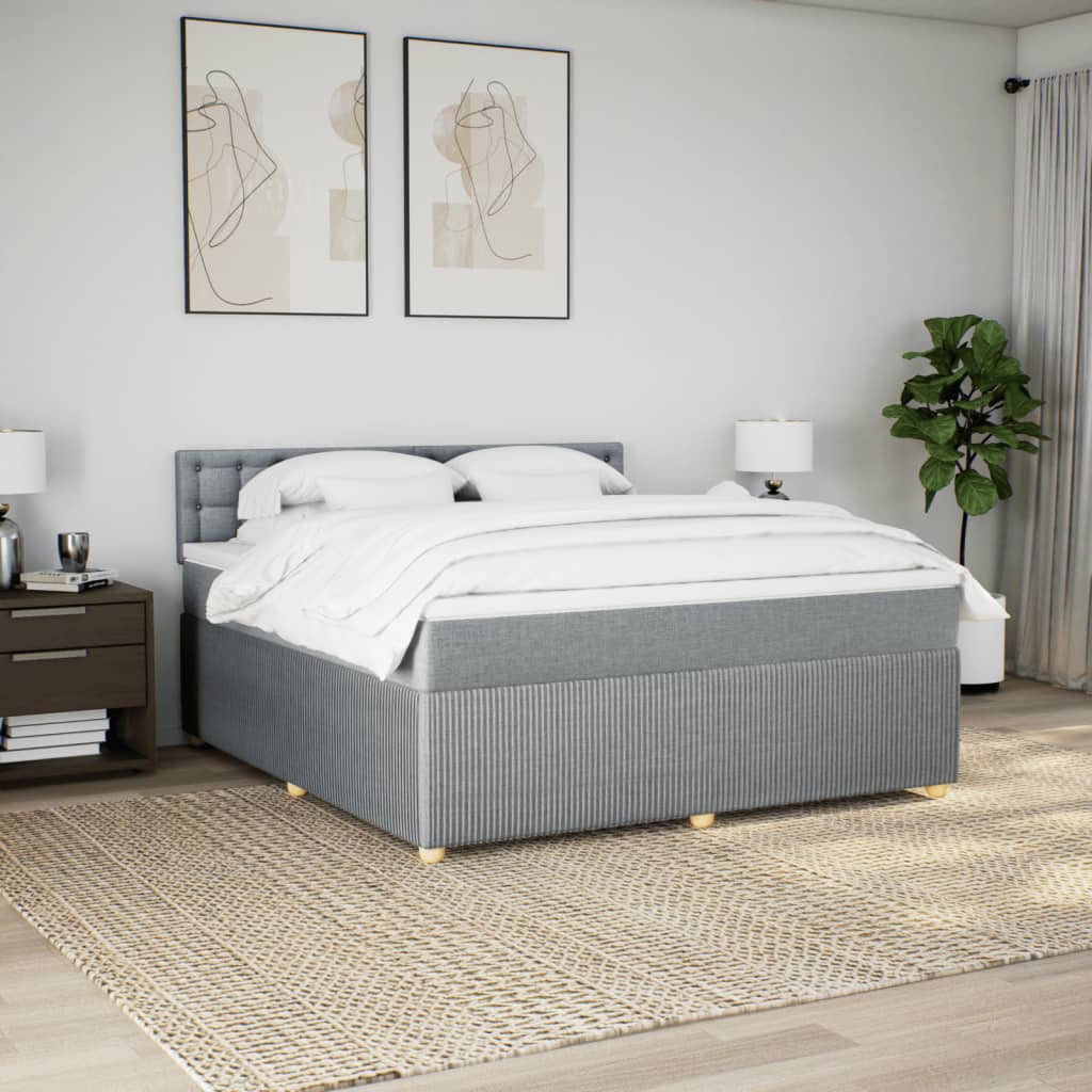 Boxspring met matras stof lichtgrijs 180x200 cm