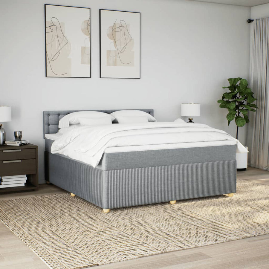 Boxspring met matras stof lichtgrijs 180x200 cm