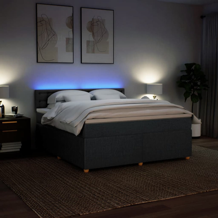 Boxspring met matras stof donkergrijs 180x200 cm