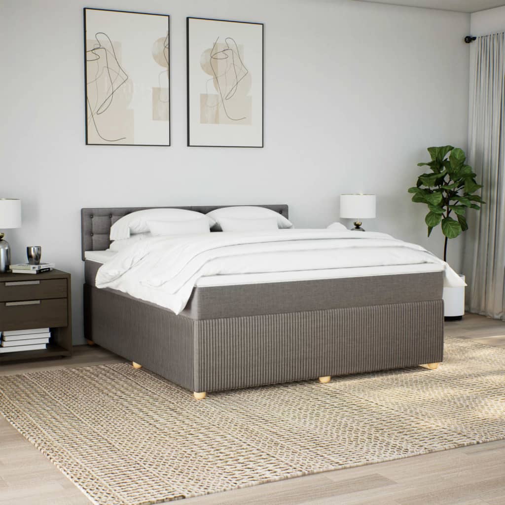 Boxspring met matras stof taupe 180x200 cm