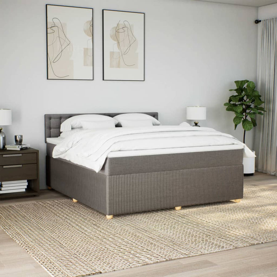 Boxspring met matras stof taupe 180x200 cm