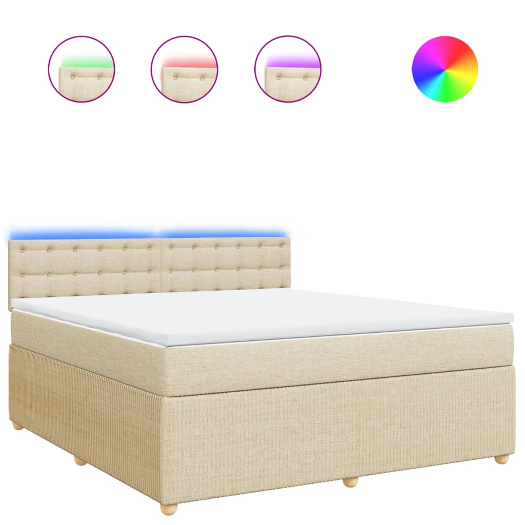 Boxspring met matras stof crèmekleurig 180x200 cm
