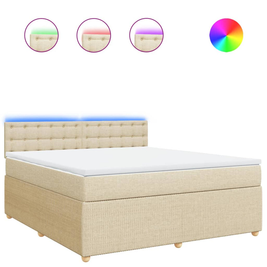 Boxspring met matras stof crèmekleurig 180x200 cm