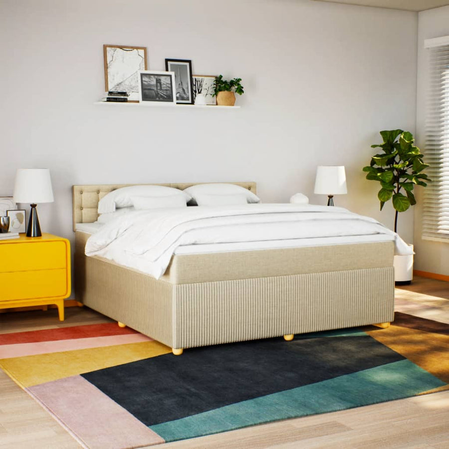 Boxspring met matras stof crèmekleurig 180x200 cm