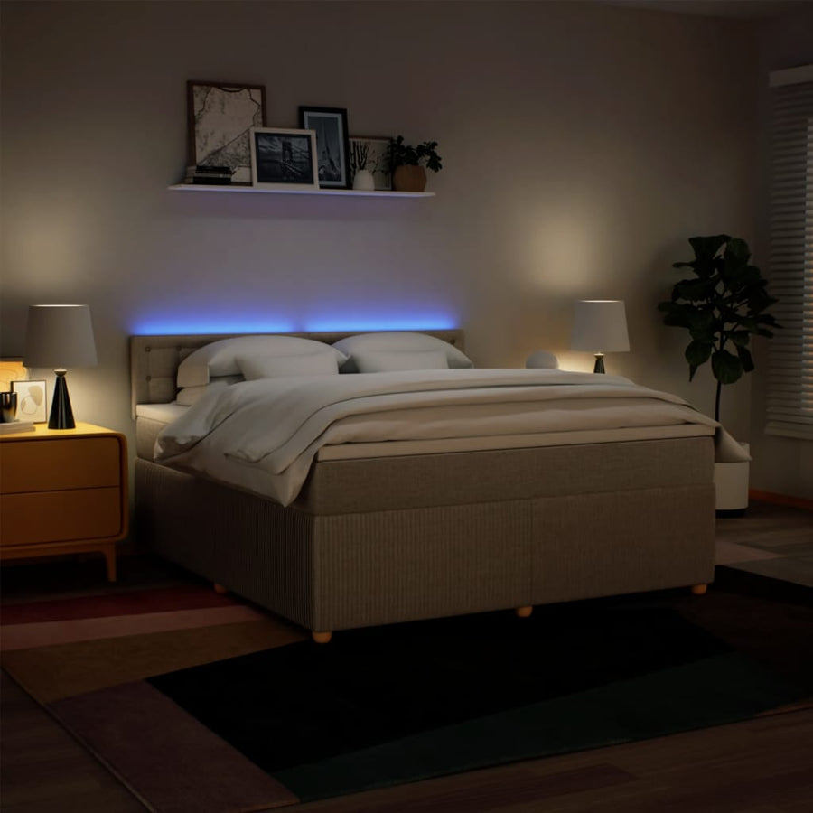 Boxspring met matras stof crèmekleurig 180x200 cm