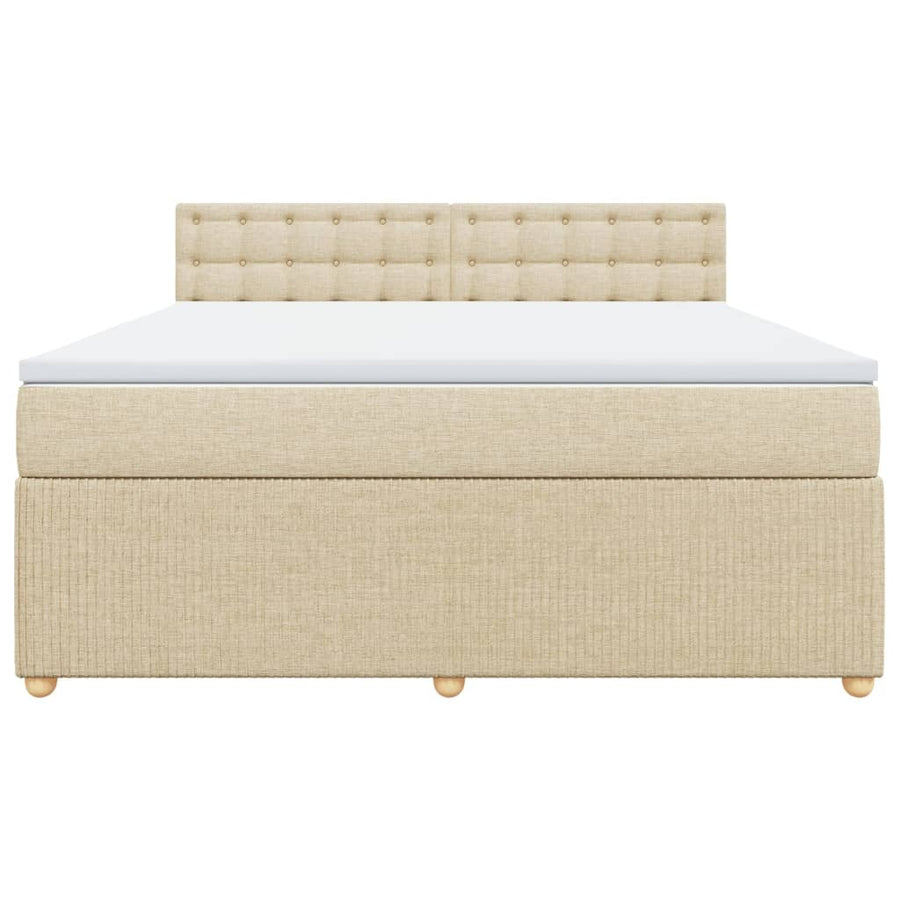 Boxspring met matras stof crèmekleurig 180x200 cm