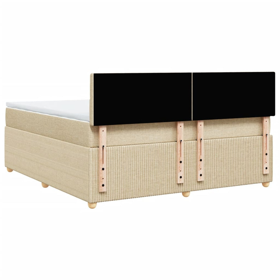 Boxspring met matras stof crèmekleurig 180x200 cm