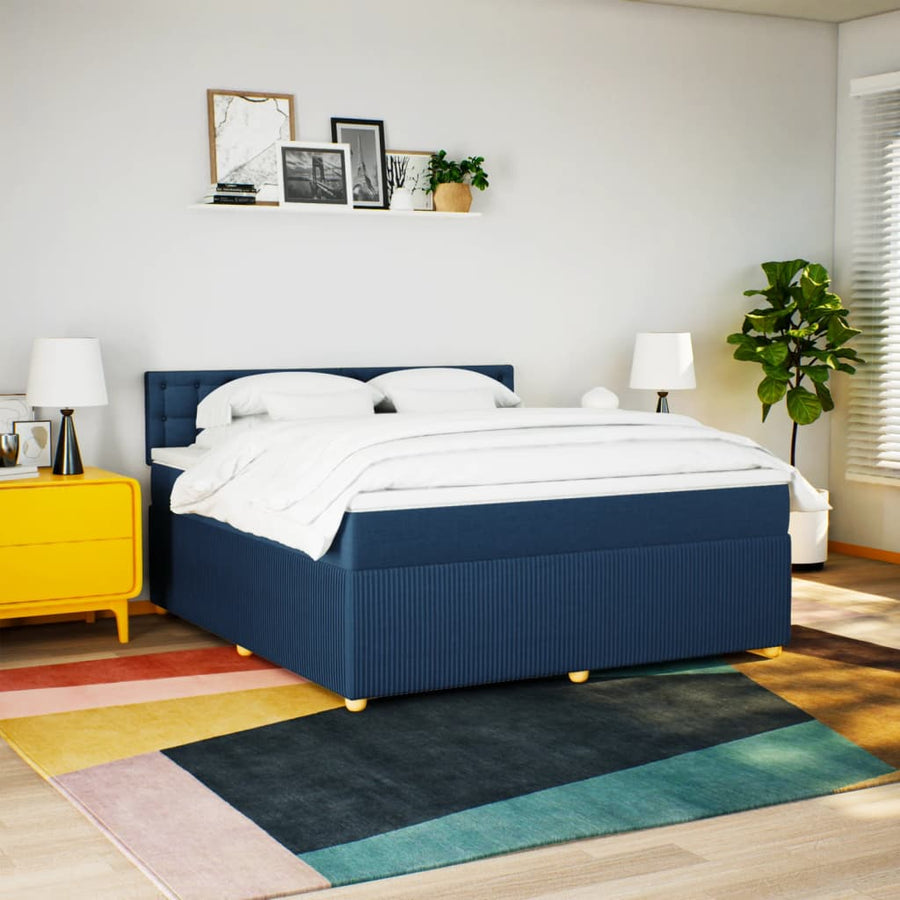 Boxspring met matras stof blauw 180x200 cm