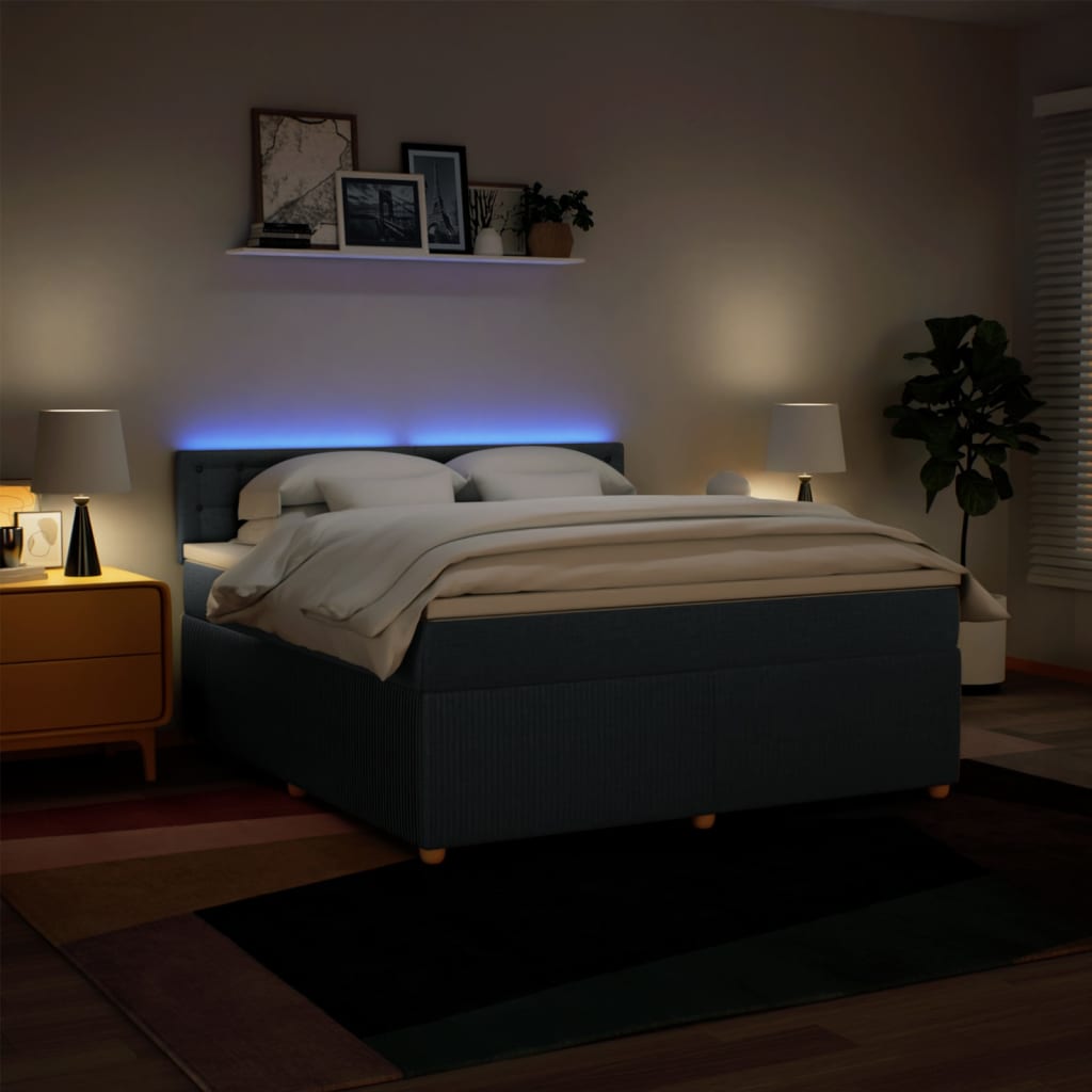Boxspring met matras stof blauw 180x200 cm