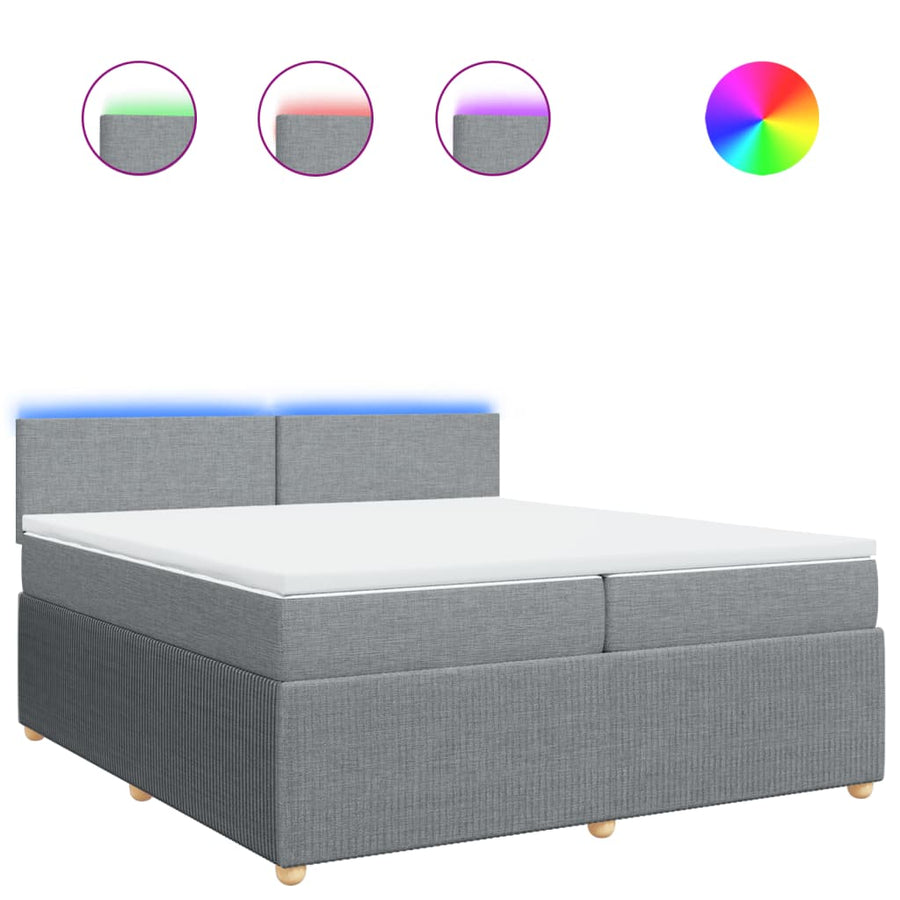 Boxspring met matras stof lichtgrijs 200x200 cm