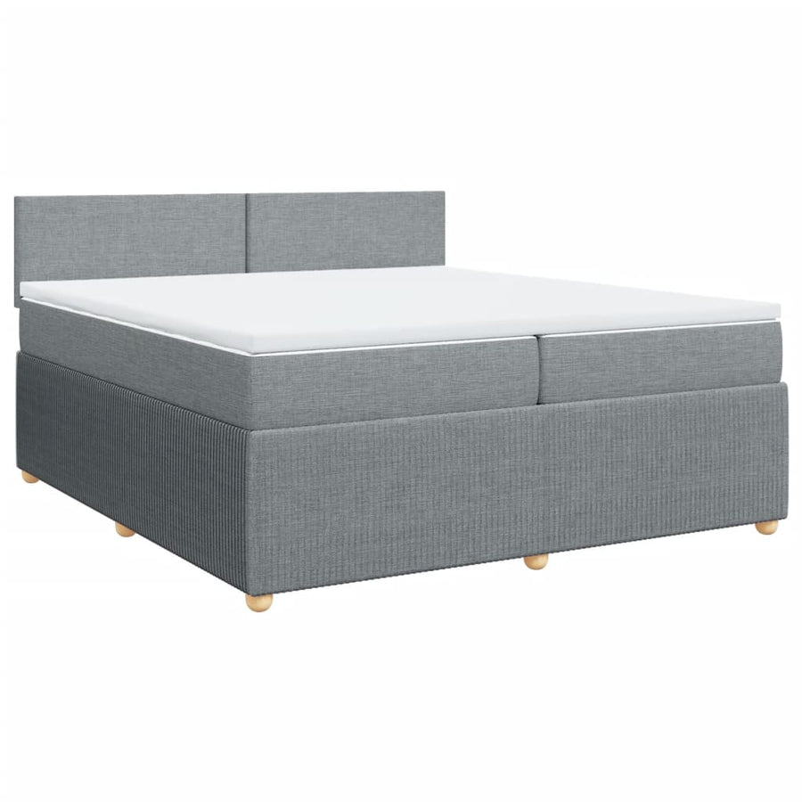 Boxspring met matras stof lichtgrijs 200x200 cm