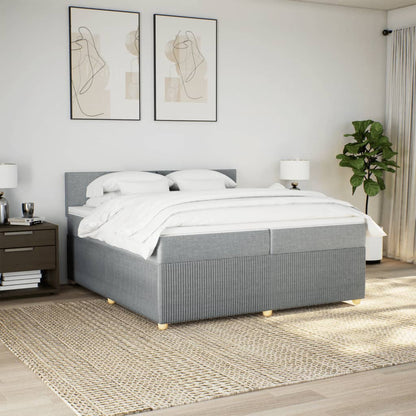 Boxspring met matras stof lichtgrijs 200x200 cm