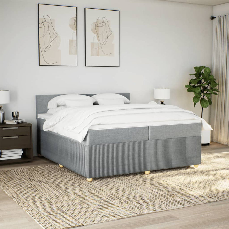 Boxspring met matras stof lichtgrijs 200x200 cm