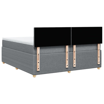 Boxspring met matras stof lichtgrijs 200x200 cm