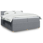 Box spring with mattress light gray fabric 200x200 cm