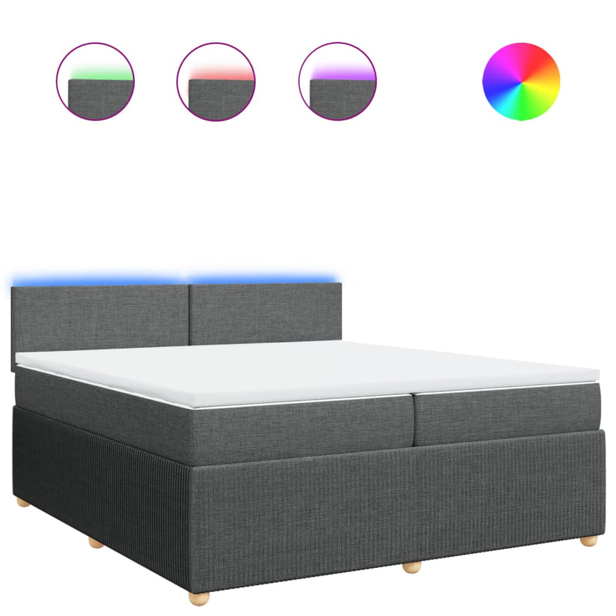 Boxspring met matras stof donkergrijs 200x200 cm