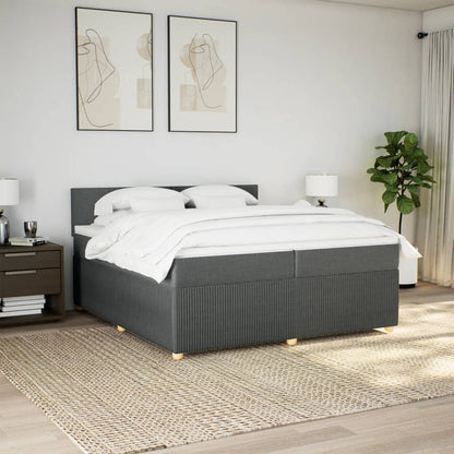 Boxspring met matras stof donkergrijs 200x200 cm