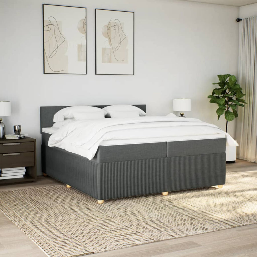Boxspring met matras stof donkergrijs 200x200 cm