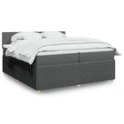 Box spring with dark gray fabric mattress 200x200 cm