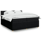 Box spring bed with mattress fabric black 200x200 cm