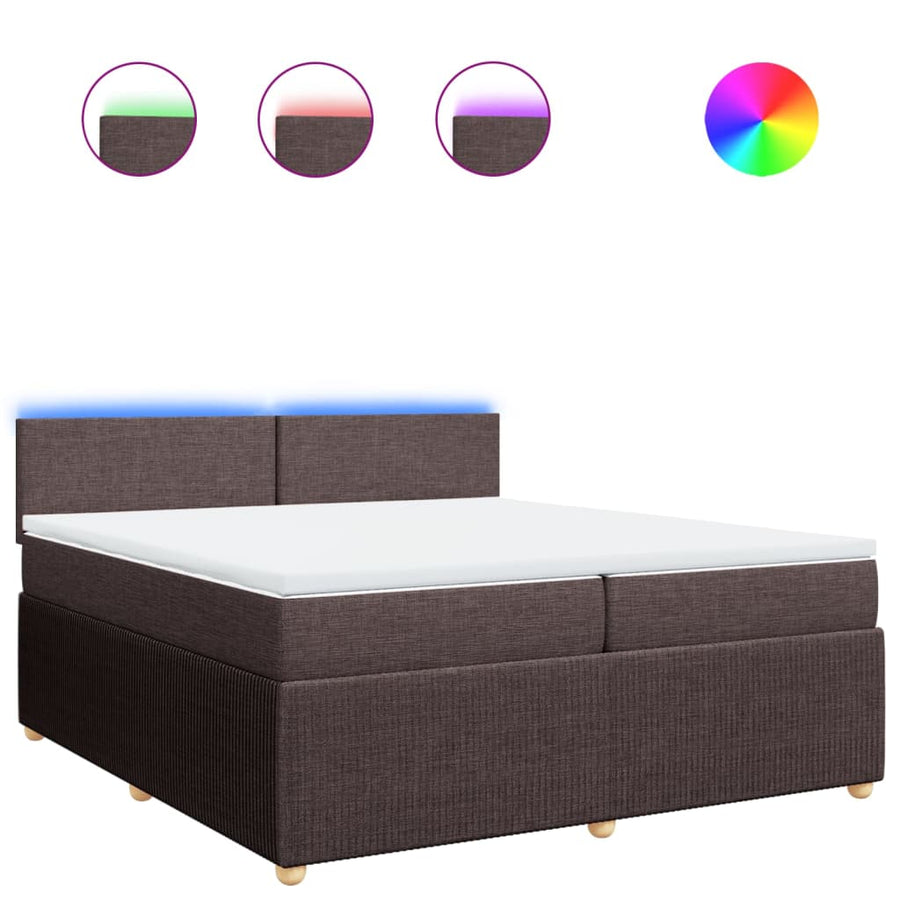 Boxspring met matras stof donkerbruin 200x200 cm